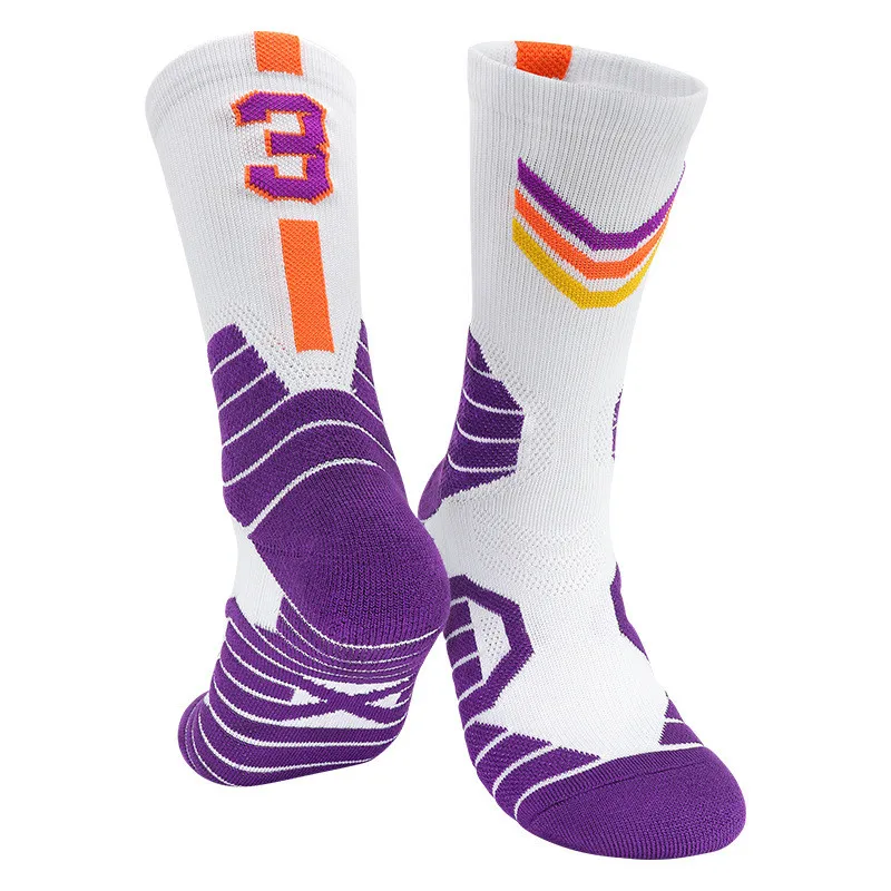 

Basketball Socks with Star Number Customized Logo Jacquard Socks Towel Bottom Elite Sports Socks Manufacturer