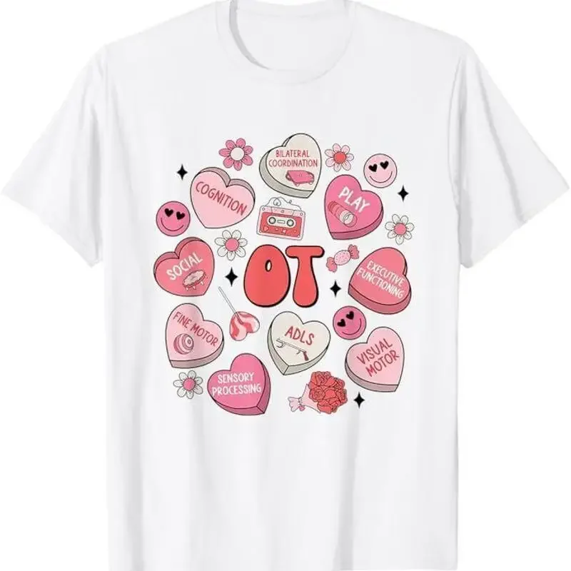 Groovy Occupational Therapy Valentine OT Conversation Hearts T-Shirt