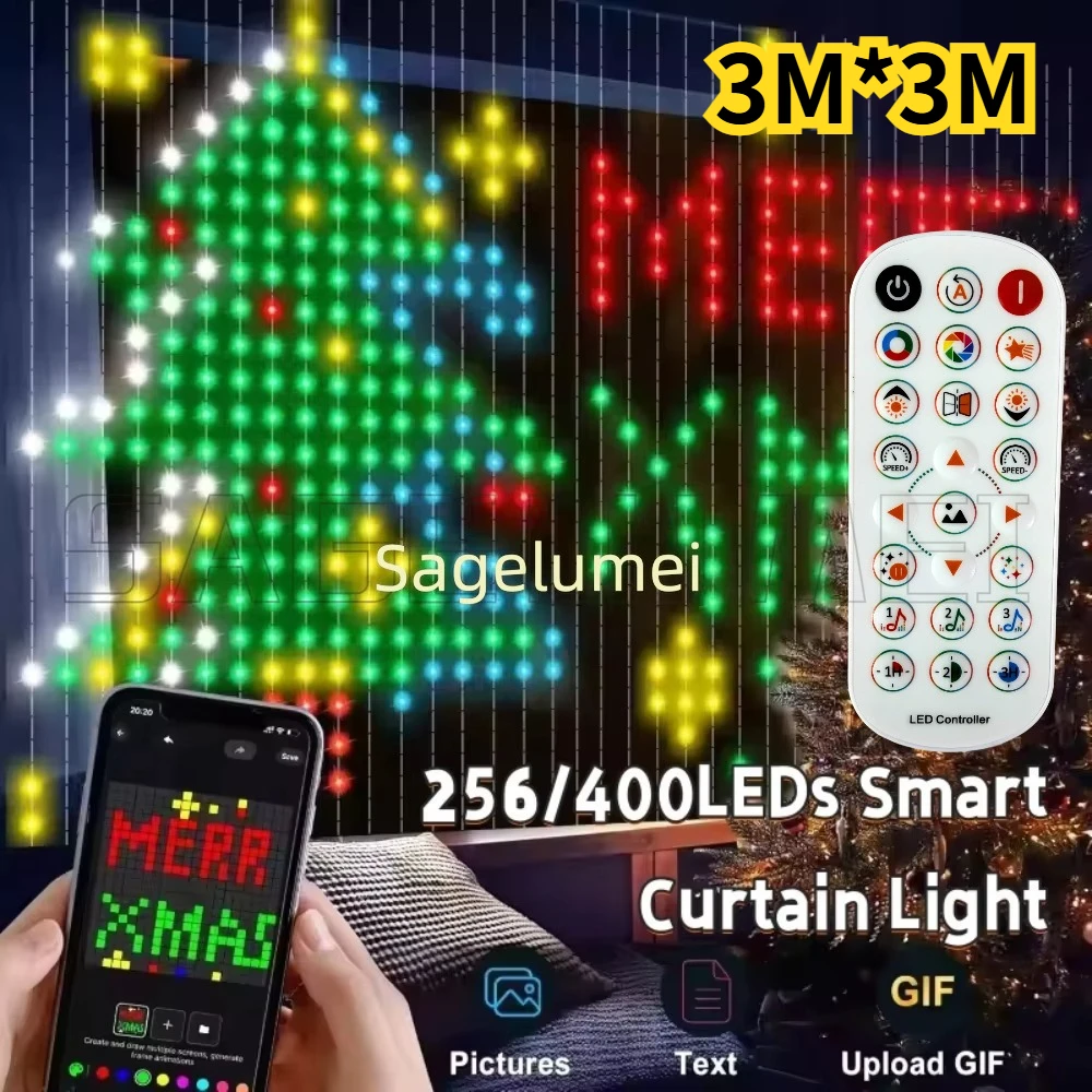 Home Decor Free App - Rideau lumineux LED intelligent 1,6M-3M, contrôle