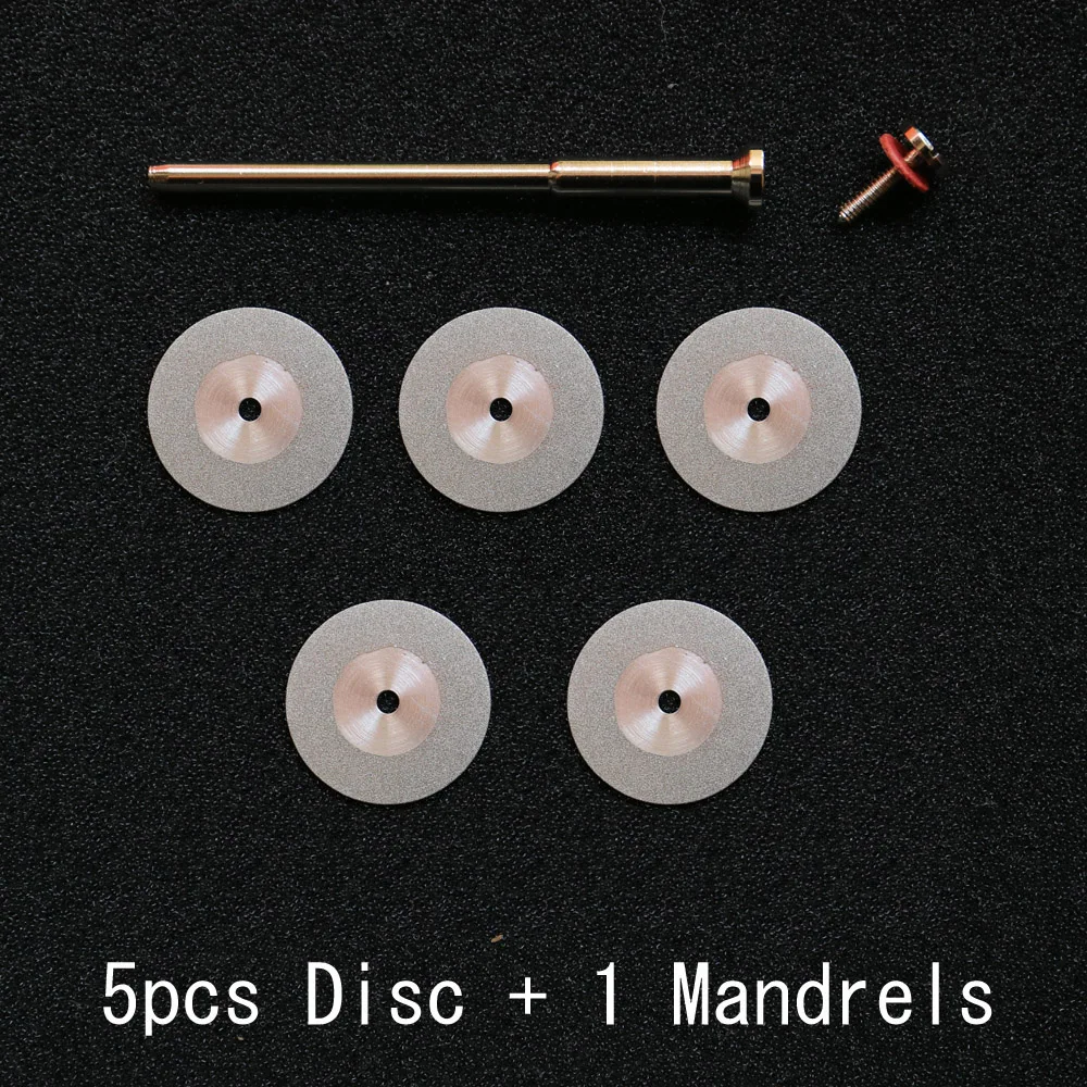 5pcs/lot Dental Lab Diamond Disc Double Sided Cutting Disc Tool Diameter 13/16/19/22mm Thickness 0.15-0.45mm with Mandrels