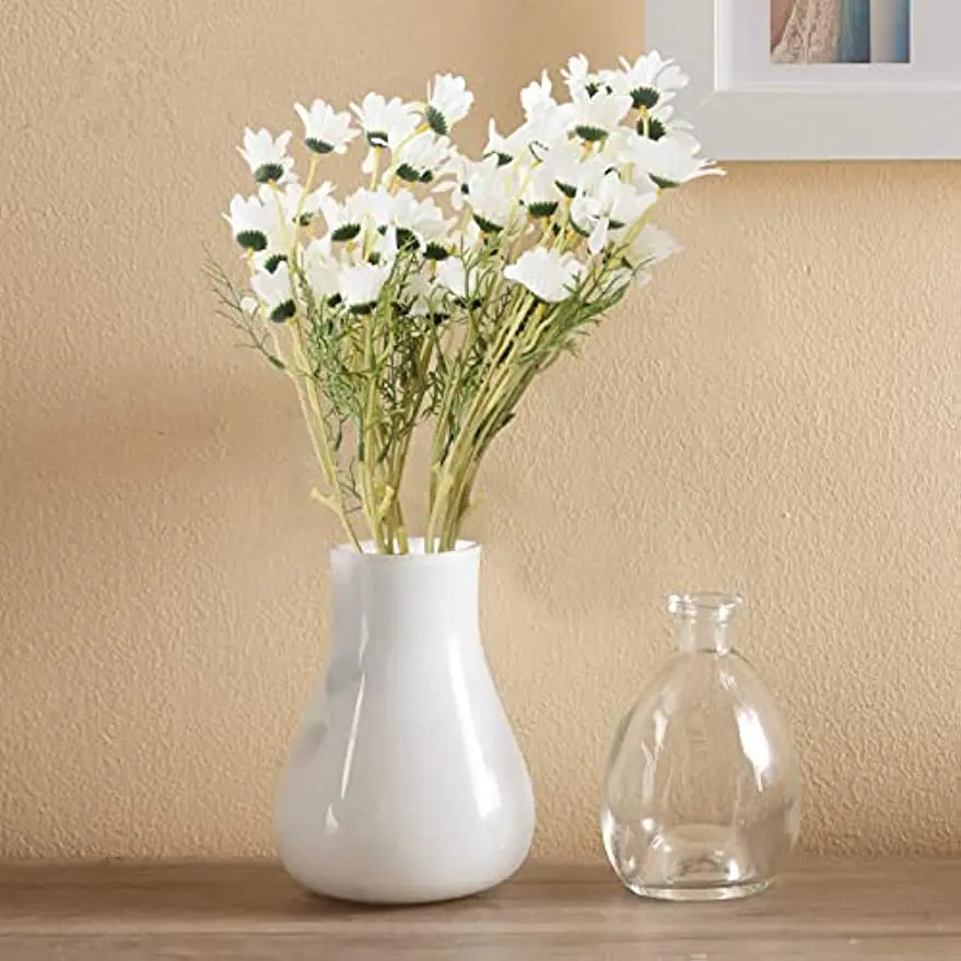 

Milk White Artificial Flowers 10 pcs Silk Daisy Artificial Gerber Daisy for Home Decoration Artificial Daisy for Wedding Decorat