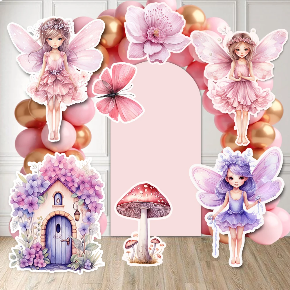 Fairy Elves KT Board Cutouts من الورق المقوى الخيال الأميرة موضوع صور الدعائم DIY الفتيات عيد ميلاد الطفل دش الطرف الديكور