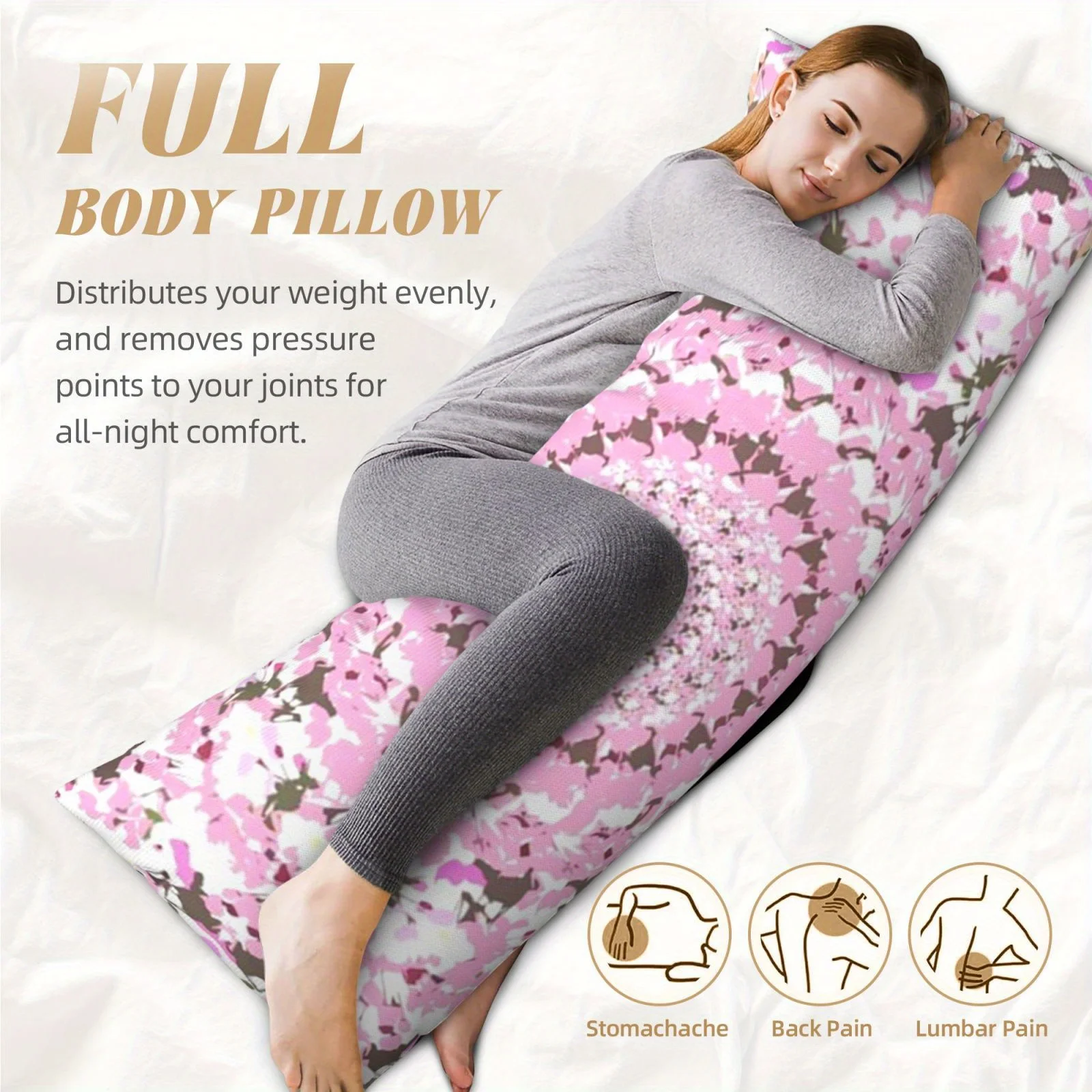 Bohemian Style Pink Mandala Full Body Pillowcase, Ultra-Soft Double-Sided Print, Suitable for Side, Back, and Stomach Sleepers,