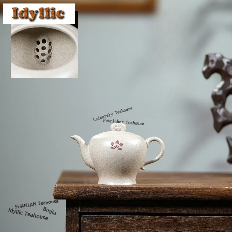 150ml Aesthetic Yixing Purple Clay Teapots Handmade Beauty Shoulders Ruyi Pot Raw Ore White Section Mud Kettle Zisha Tea Set
