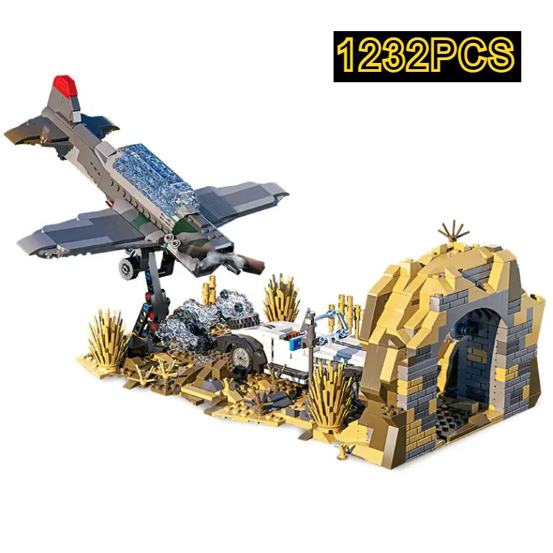 

1232PCS Movie Game MOC Aircraft Raiders Ruins Scene Model Building Blocks Bricks DIY Creative Assembly Toys Gift for Boys Kid