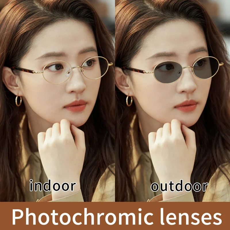 Photochromic Fashion Reading Glasses Metal Frame  Readers for Men and Women Round Retro Eyeglasses, Magnifying Sunglasses