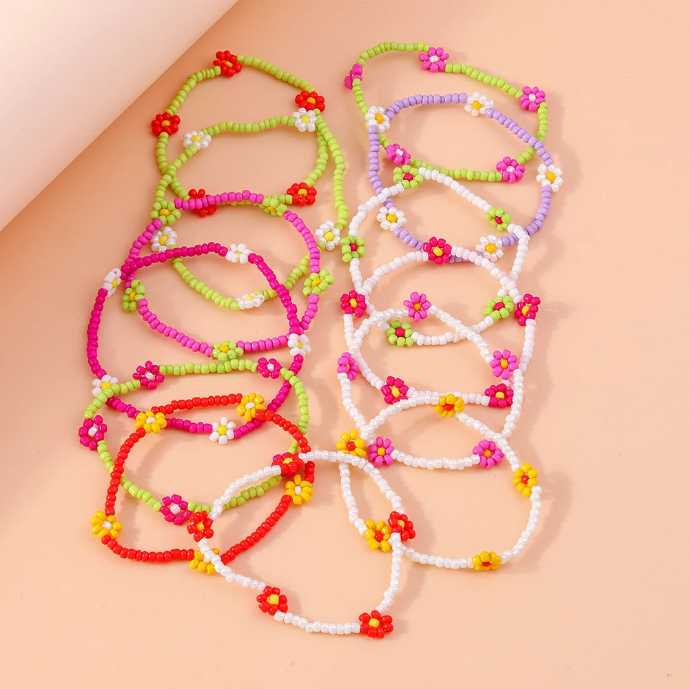 Aihua Handgefertigtes Buntes Perlenblumen-Charm-Armband für Frauen und Kinder, Böhmisches Freundschaftsarmband, Strandparty-Geschenke – Detail 4