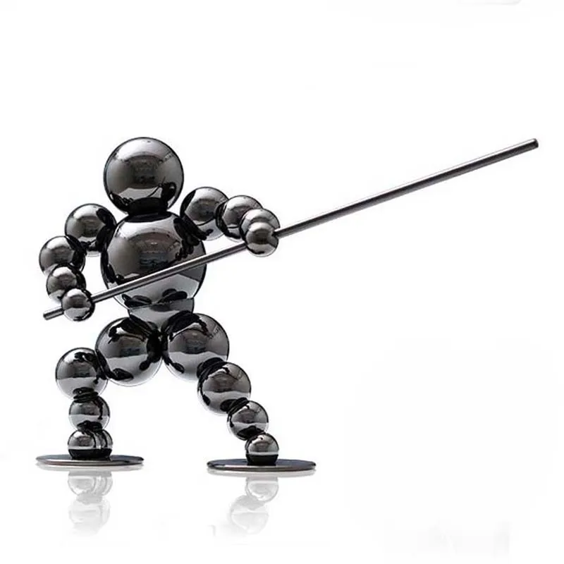 New Warrior Spirit Sculpture Stainless Steel Sphere Assembled Statue Home Ornament for Living Room TV Cabinet Desktop Decor Gift