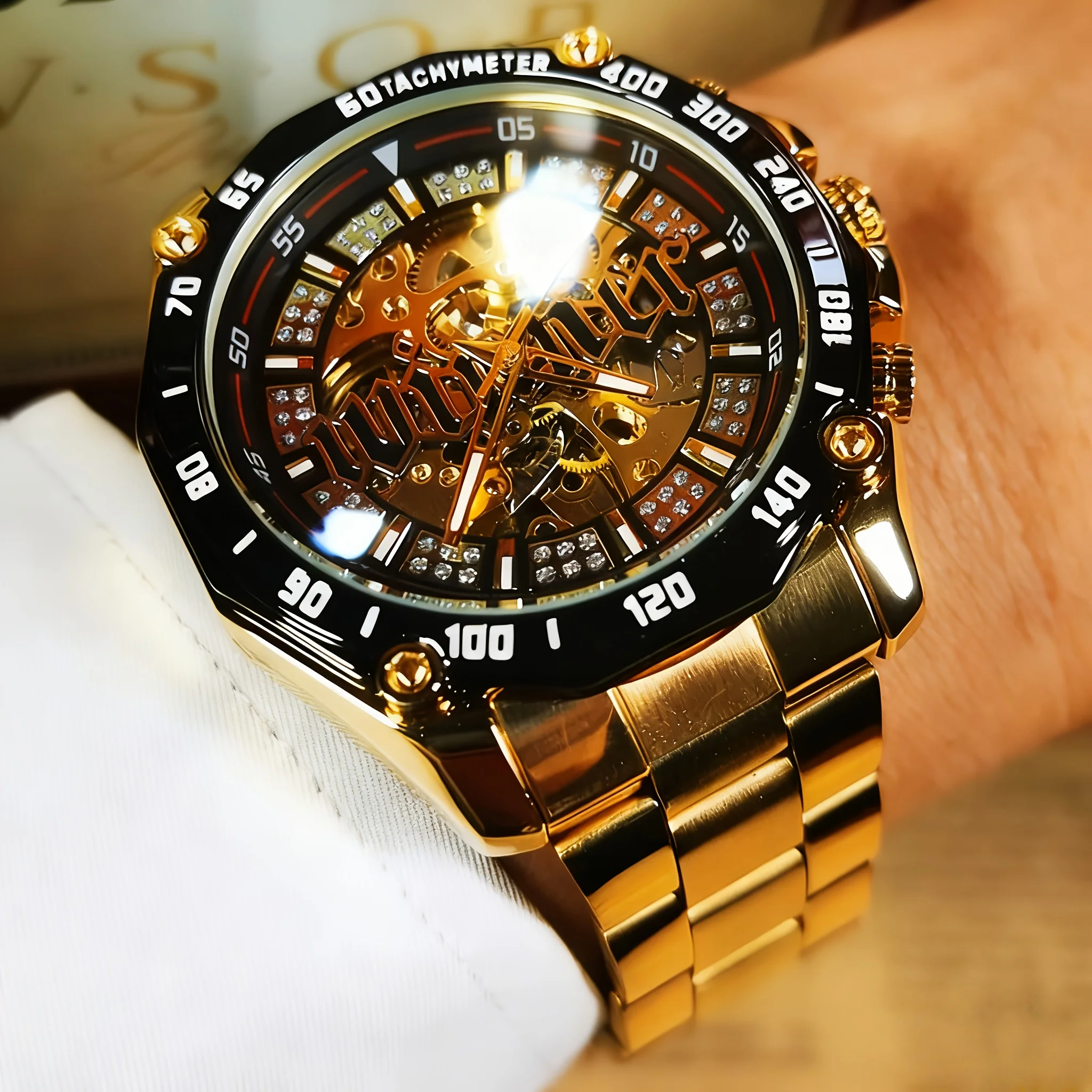 

Новые модные мужские автоматические механические часы с ажурным циферблатом, стальным браслетом, светящимся циферблатом, роскошный деловой подарок для мужчин