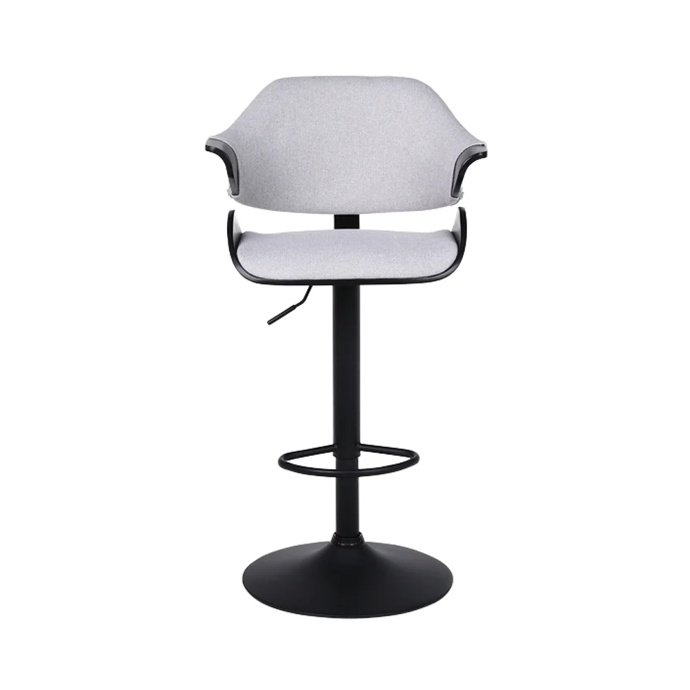 Contemporary Swivel Stool with Adjustable Height Grey and Black Bar Iron Base Stainless for Outdoor for Kitchen Island & Cafe