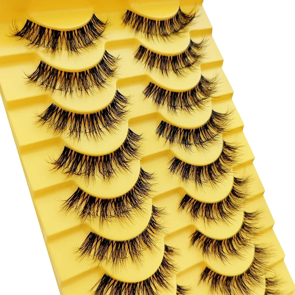 10 Pairs False Eyelashes 6D Super Fluffy Wispy Faux Mink Eyelashes Cat/Fox Eye Effect Dramatic Lashes Eyelash Extension Makeup