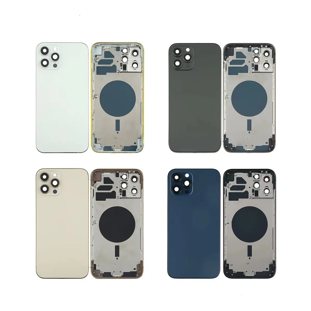 Back housing For iphone 12P-12 Pro Max Battery Back Cover Rear Door Middle Chassis Frame + SIM Tray Side Key Parts Housing Case