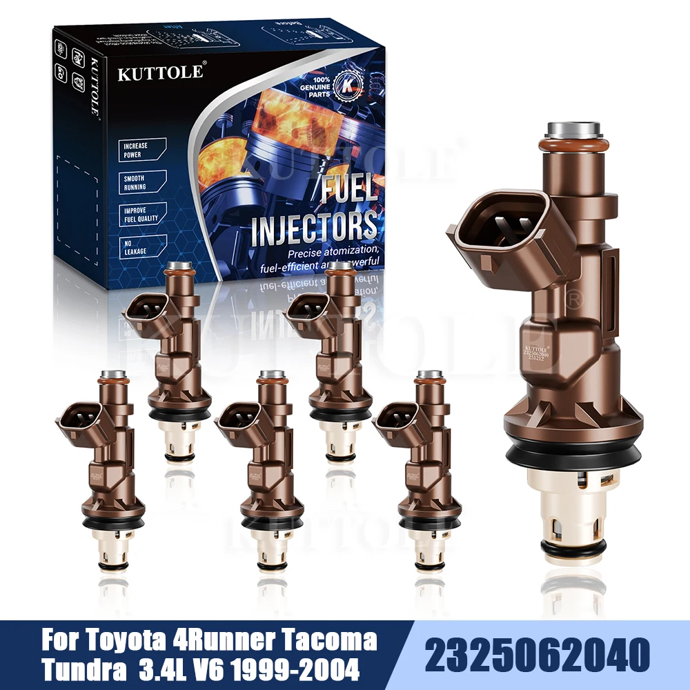 2325062040 6PCS Inyectores de Combustible para Motor de Vehículo para Toyota 4Runner Tacoma Tundra 3.4L V6 1999-2004 Pieza de Auto FJ585 1580561