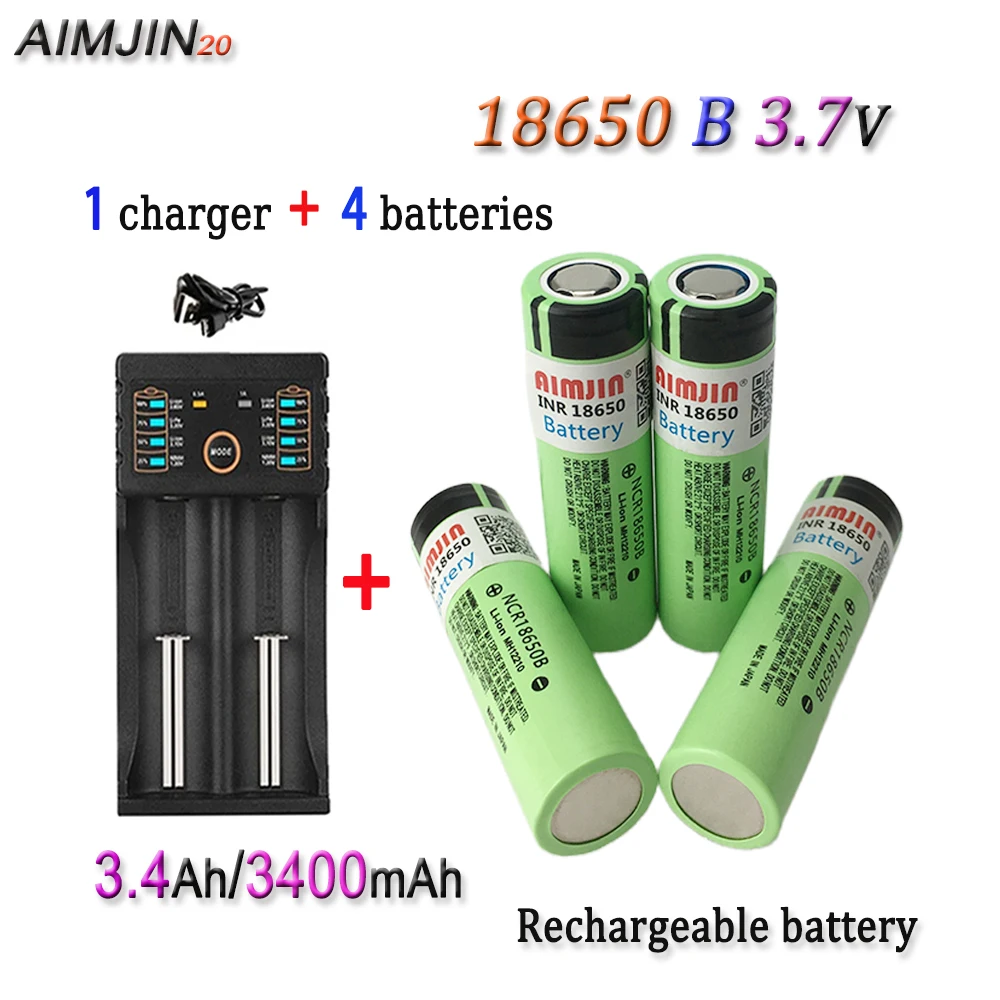 

3.7V 3400mAh 18650 B Rechargeable Li-ion Battery With USB Charger For 18650 Toys Tools Flashlight Battery Etc