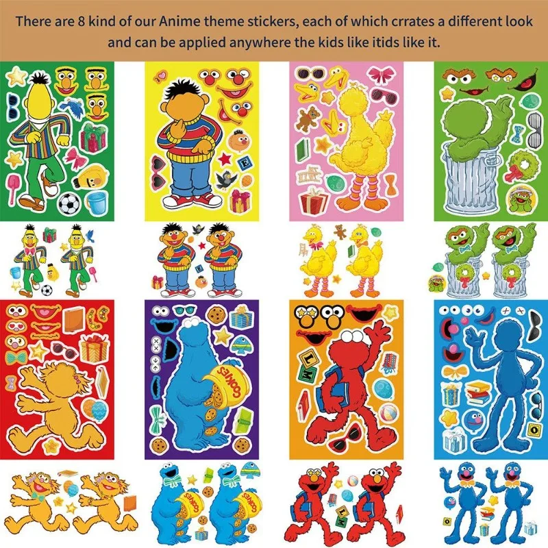 Hasbro Sesame Street Elmo Big Bird Animation Cartoon Puzzle Stickers Creative Educational Decoration Stickers Children's Toys