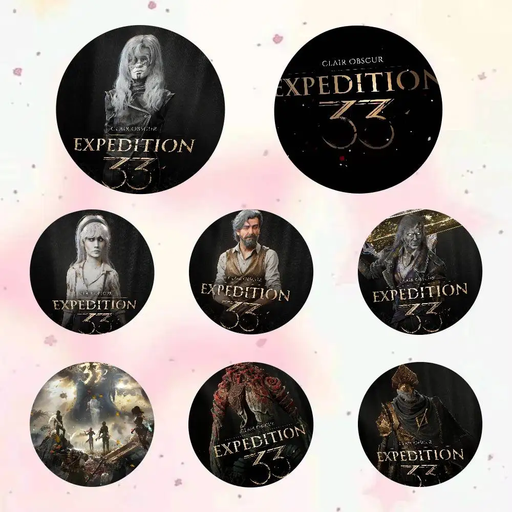 Game Clair Obscur Expedition 33Oft Button Pin Creativity Manga Round Badge Brooches For Bag Jacket Collar Decor Jewelry Gift