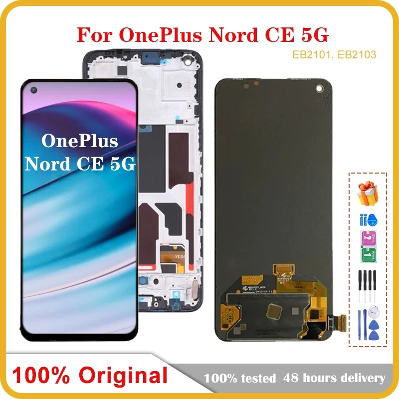 

6,43 ''AMOLED для OnePlus Nord CE 5G мобильного телефона ЖК-экран в сборе с сенсорным экраном Замена ЖК-панели