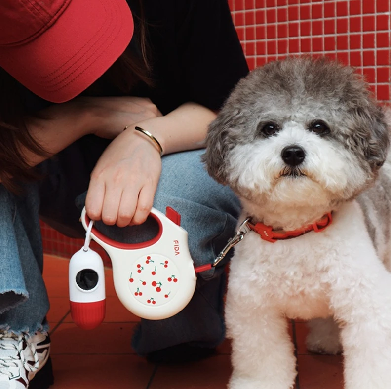 HH 5M Retro Cherry Automatic Retractable Pet Leash Dog Walking Accessory