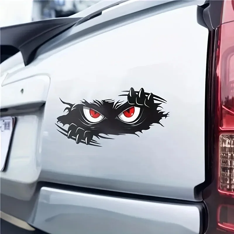 Angry Peek Monster Car Sticker - Durable PVC Bumper Sticker, Fun Monster Design, Black