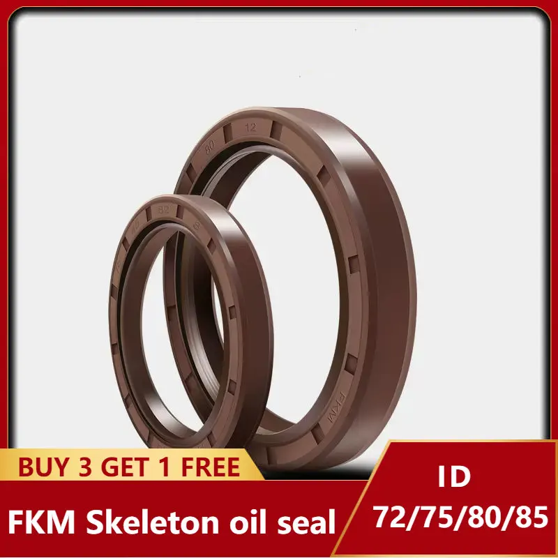 FKM Framework Oil Seal ID 72/75/78/80/82/85 mm OD 85-125mm Thickness 7/8/10/12mm Fluoro Rubber Gasket Rings