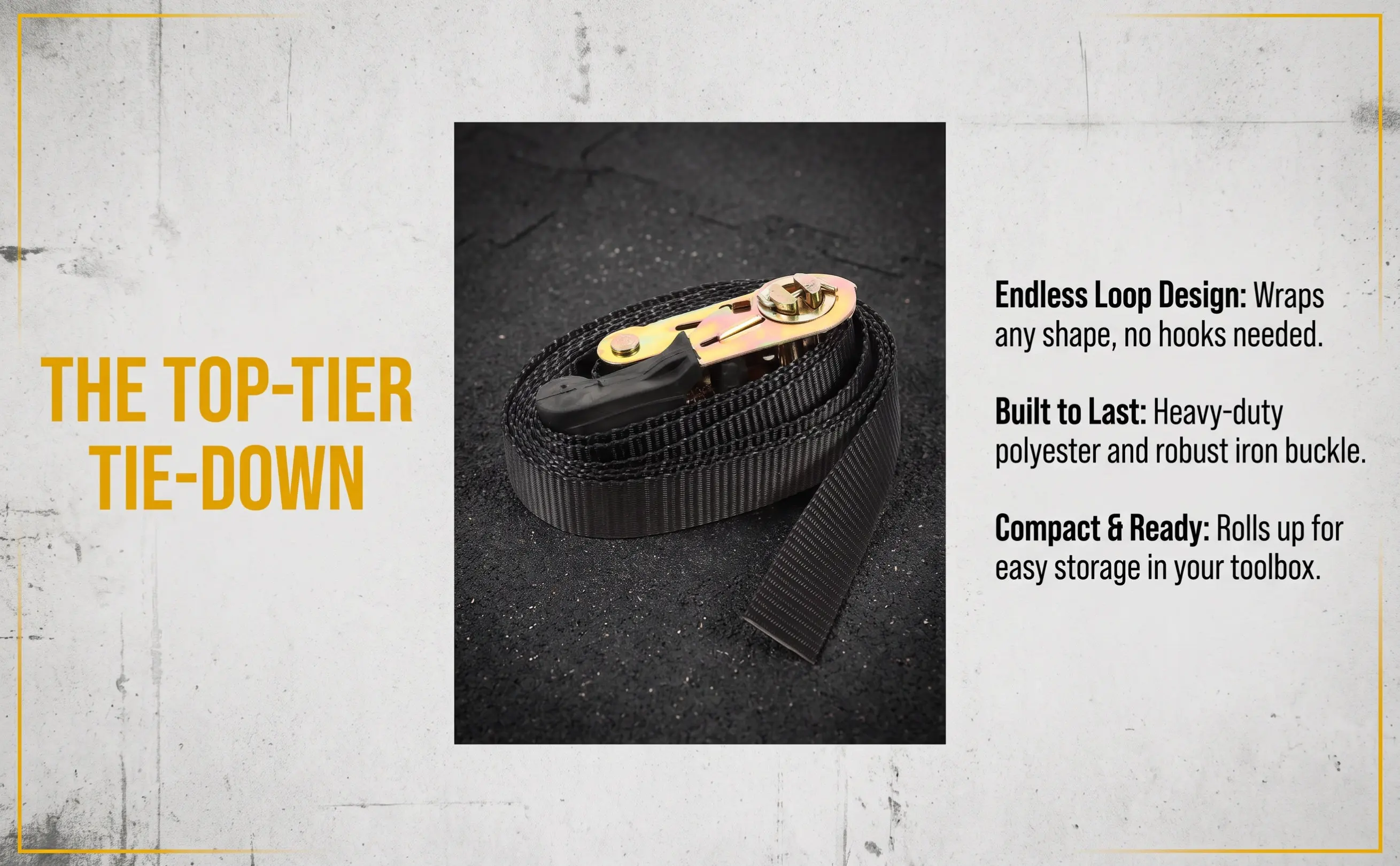 Retractable Ratchet Strap Endless Loop Polyester and Iron Construction Car Truck Trailer Motorcycle Tie Down Strap for Outdoor