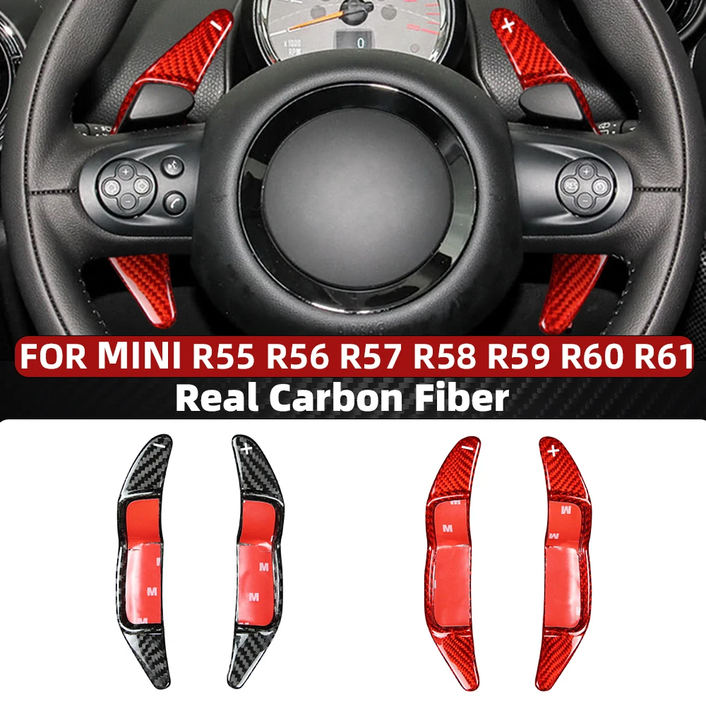 

For MINI Real Carbon Fiber Car Steering Wheel Shift Paddle Extension Clubman R55 R56 Cabrio R57 LCI Coupe R58 R59 R60 R61 Red
