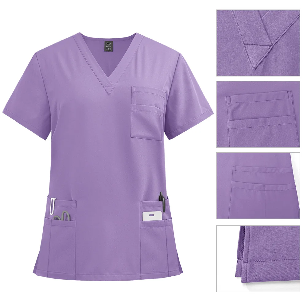 New V-Neck Separate Style Medical Work Uniform Straight Leg Pants Hand Washing Gown ICU Workwear for Men And Women