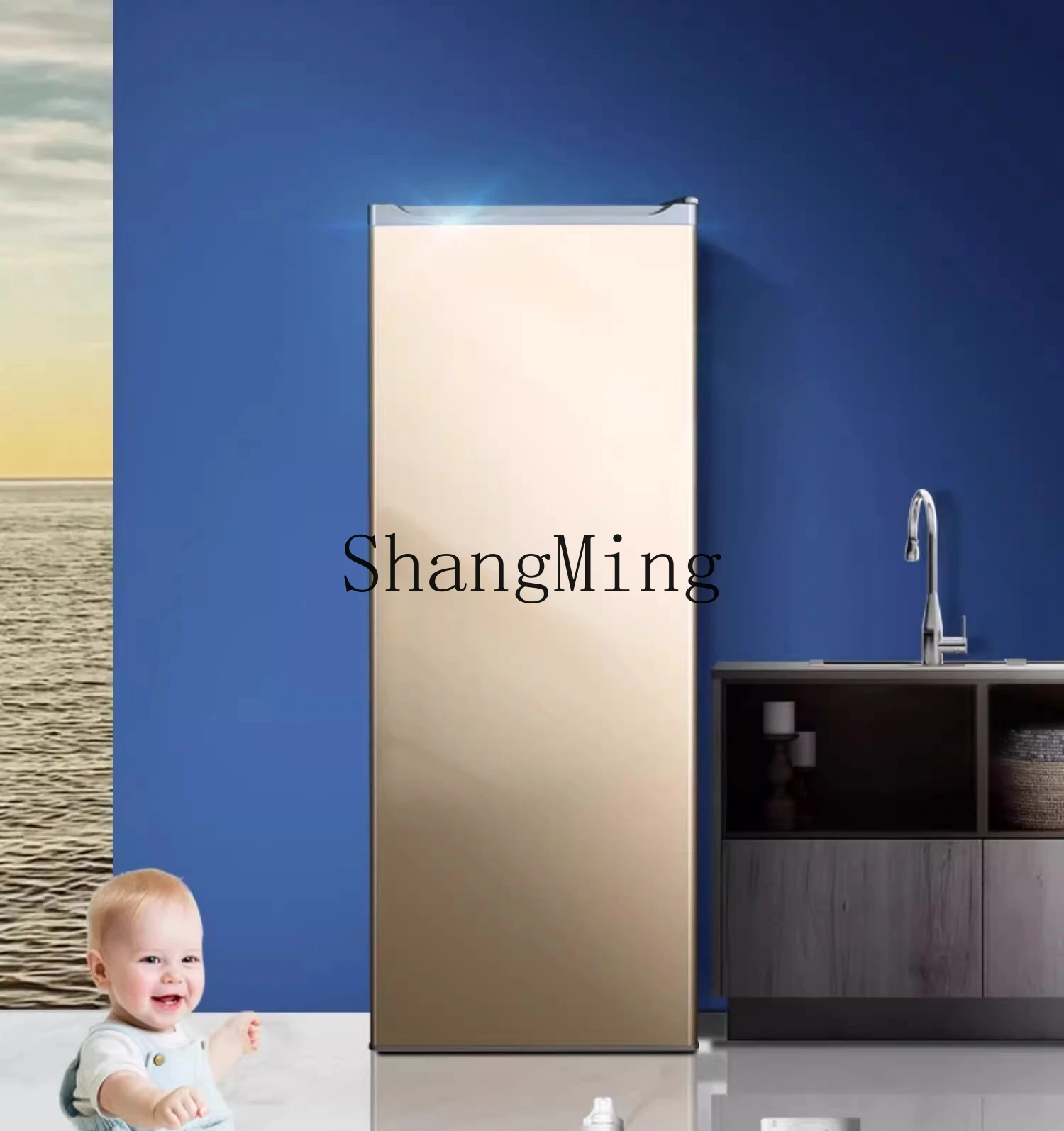 Congelador vertical para dormitorio con cajón abierto lateral, refrigerador pequeño congelado para el hogar ZYY