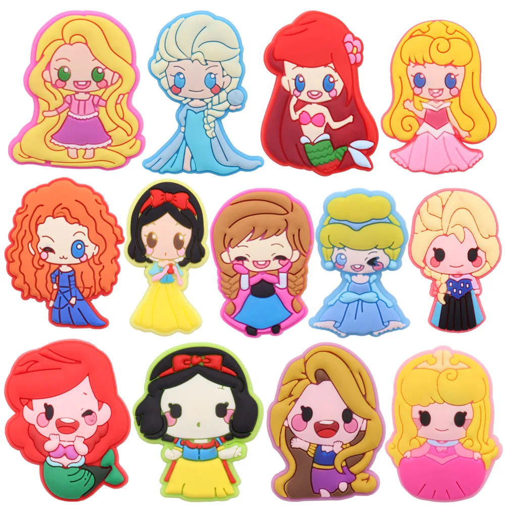 50Pcs Wholesale Beautiful Princess Mulan Mermaid Alice Girls Shoes Buckle Charms Decorations DIY Clog Bracelet