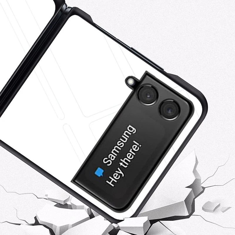 ZFlip4 Funda Flip Case for Samsung Galaxy Z Flip 4 3 2 1 Solid Color Gradient Pattern Tempered Glass Coque Phone Case Cover