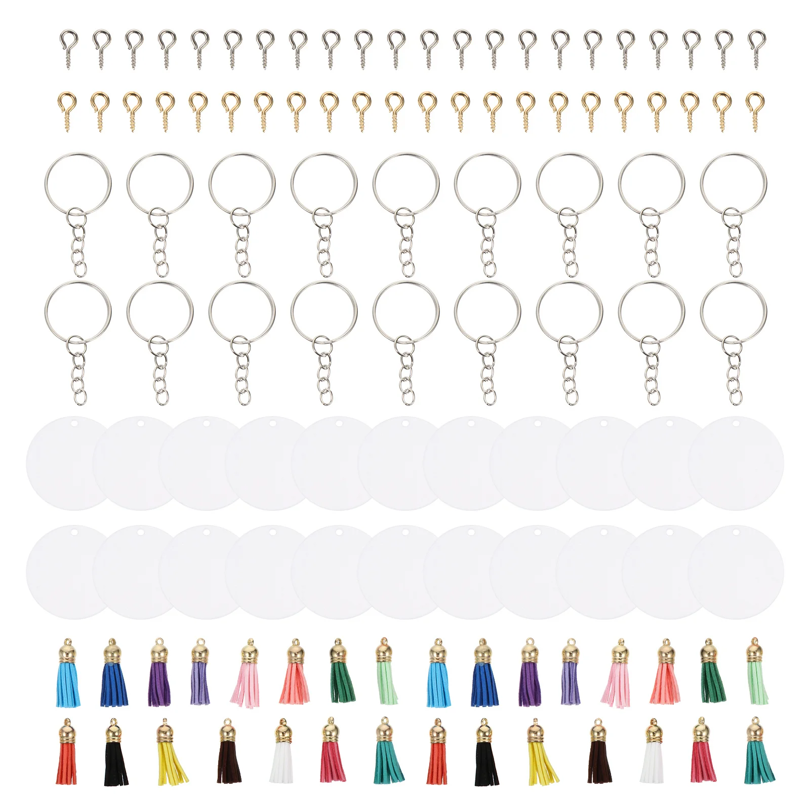 

1 set 1 Set Tassel Keychain Diy Material Acrylic Blank Discs For Diy Keyring Pendant Decor Craft Supplies Keychain Accessory