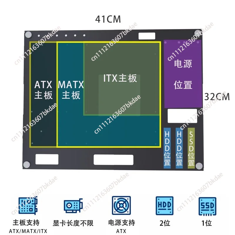 Open, Wall-mounted Chassis, Upper Wall-mounted Hole Board Main Board Bracket Supports ATX MATX