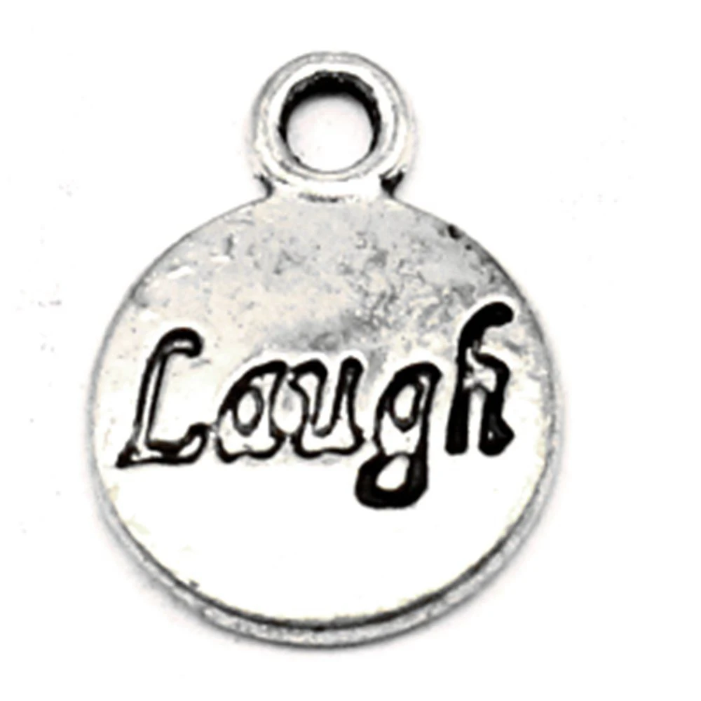 20pcs 12x16mm Laugh Word Sign Charms Pendants Jewelry Making Car Accessori Diy Jewelry Antique Silver Color