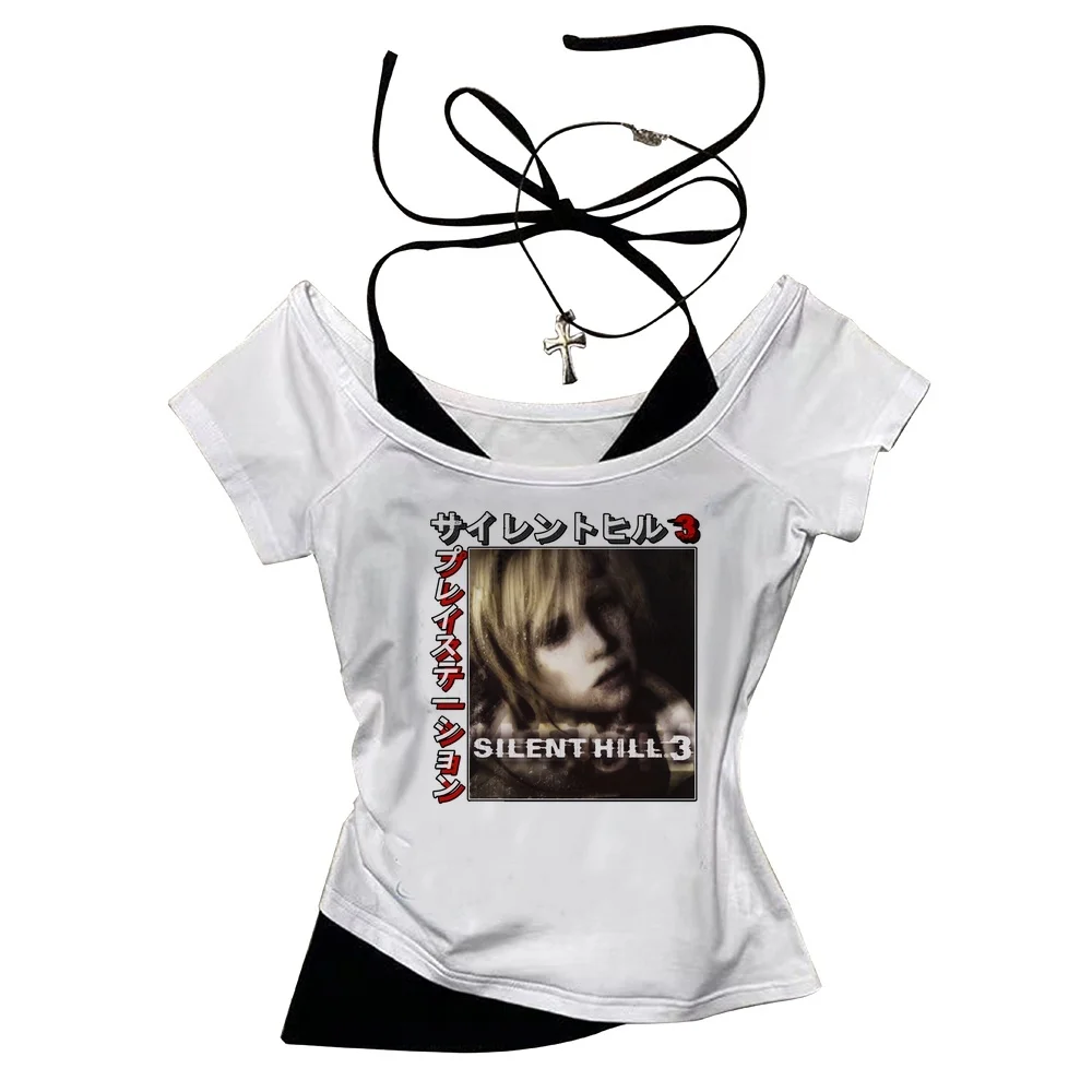 Silent Hill crop top ladies grunge cute jojifuku japanese cheap shirt baddie gyaru funny dollette summer