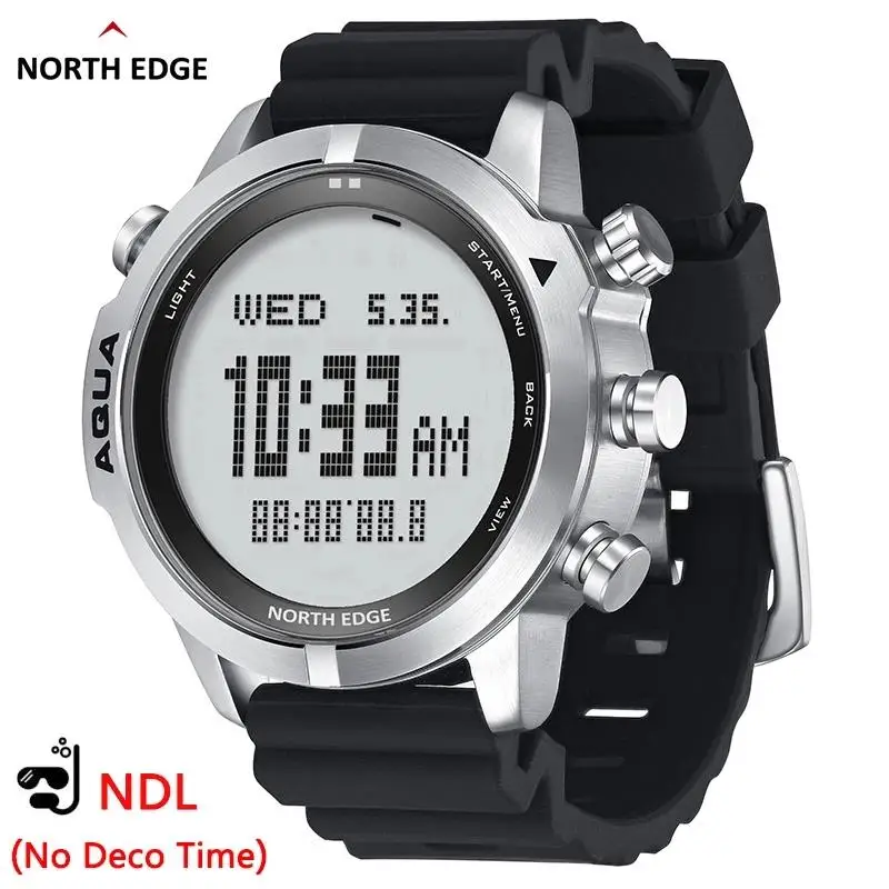 Top! NORTH EDGE Men's Diving Digital Watch Scuba Diving NDL (No Deco Time) 50M Dive Watches Altimeter Compass For Huawei