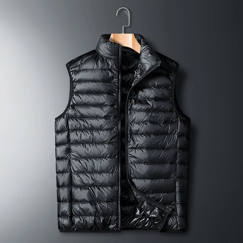 

Bla Lightweight ort down Cotton Vest Warm Quilted Diamond Floing Sl Crt Trendy Men's Faion Stand Fit Zipper