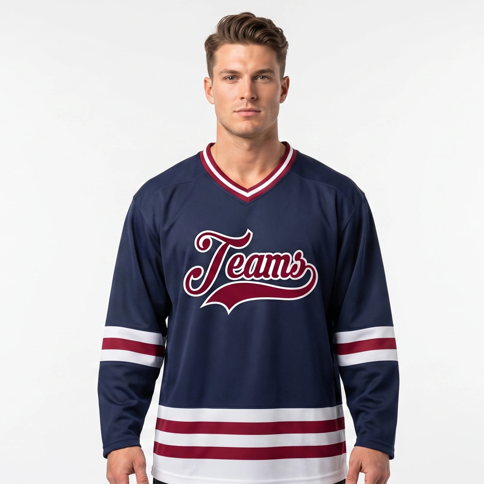 Camiseta de hockey impresa en 3D para hombre, camiseta personalizada con nombre, color azul marino, granate, blanco, camiseta deportiva de moda, unisex, verano YU10