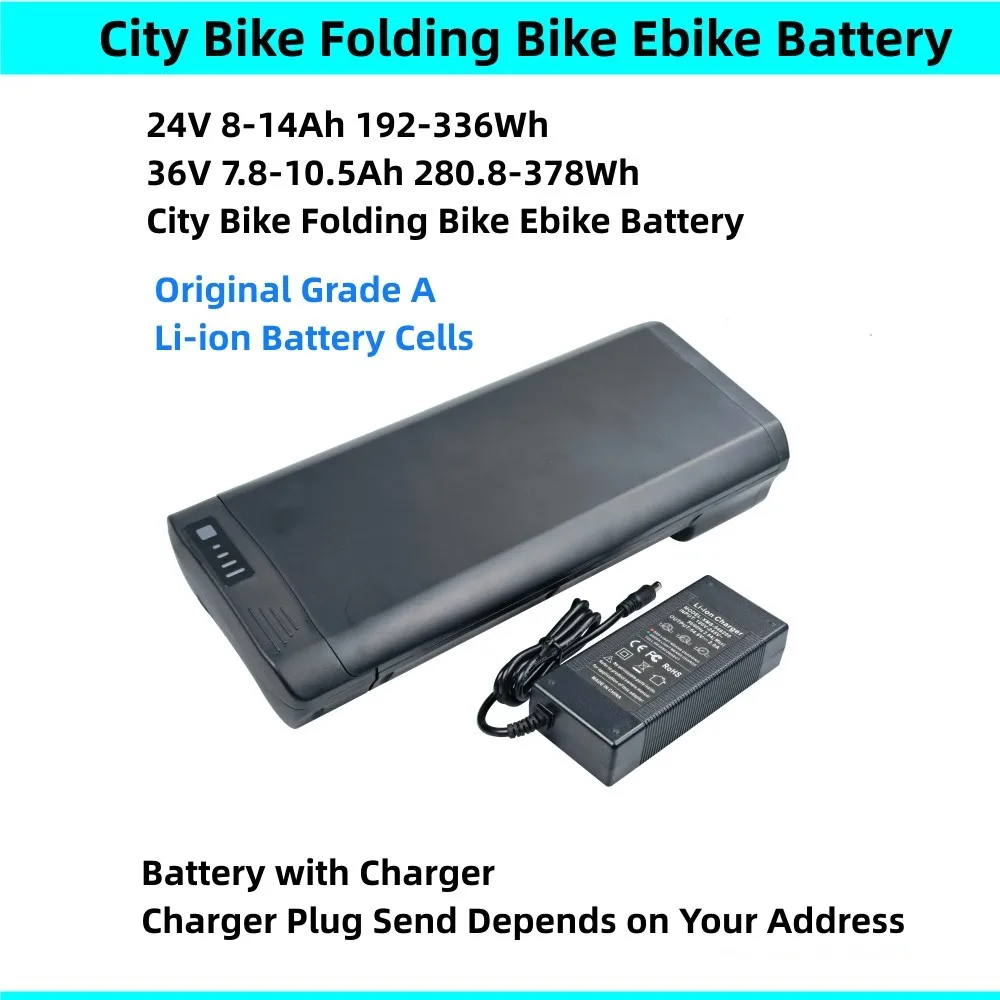 20 Inch Rear Rack City Folding eBike Battery 24V 7.8Ah 8.7Ah 10Ah Apollo Eplus E-plus Discovery Adult E1000 EC Folding XVI