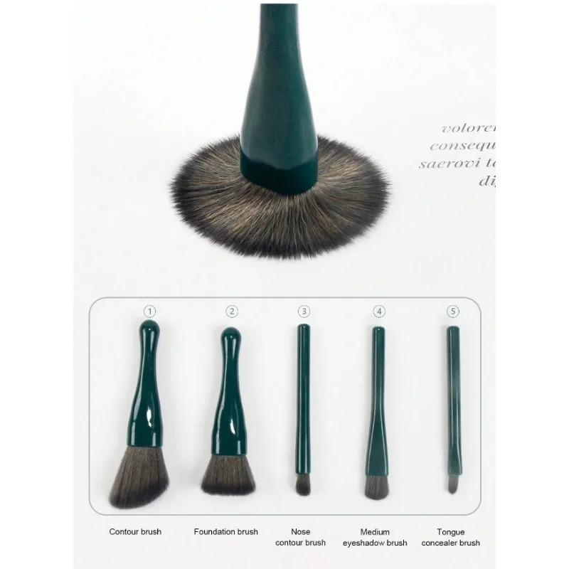 5 pçs mini pincéis cosméticos de função completa com escudo espelho portátil conjunto de pincéis de maquiagem de viagem kit de pincéis cosméticos com caso