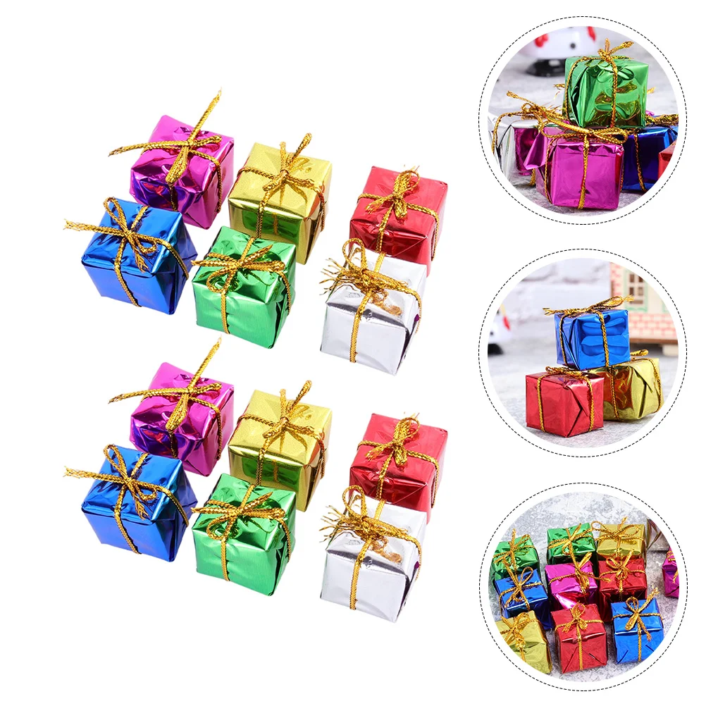 72 Pcs Christmas Tree Decorations Gift Boxes Party Supplies Small Hangings Pendant Miniature Ornaments Present Foam Xmas