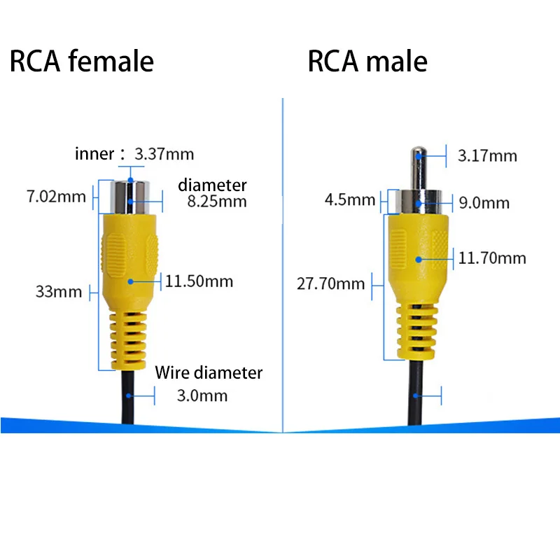 RCA 암 RCA 수 오디오 케이블, 익스텐션 코드 AV 싱글 헤드 비디오 스테레오 커넥터 와이어, 자동차 비디오 카메라 스피커 W28, 15cm