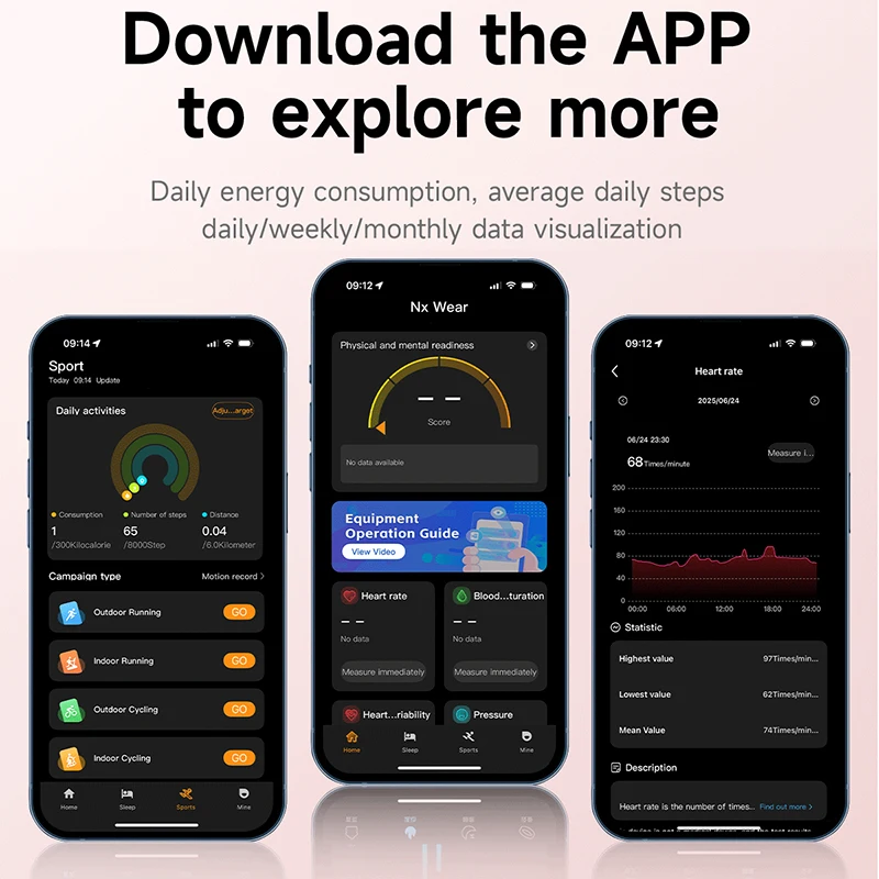 สมาร์ทวอทช์ติดตามสุขภาพสำหรับผู้ชายและผู้หญิง พร้อมหน้าจอแสดงเวลา วัดอัตราการเต้นของหัวใจ ตรวจสอบการนอนหลับ นับก้าว และแจ้งเตือนสายเรียกเข้า