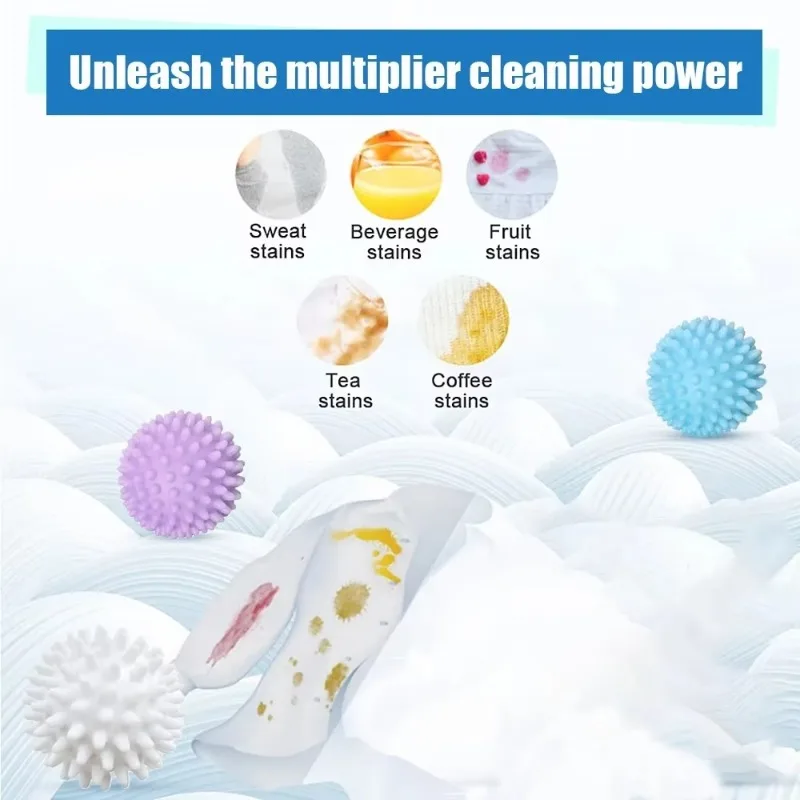 4Pcs Purple PVC Dryer Ball Reusable Laundry Ball Washing Machine Drying Fabric Softener Ball for Home Clothe Cleaning Tool