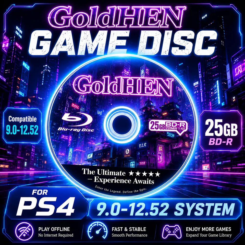 2027 New Jailbreak 9.0-12.52 Is the Ultimate All-Round Gold Disc Designed for PS4,One-Click Boot,Plug & Play,Offline Gaming Disc