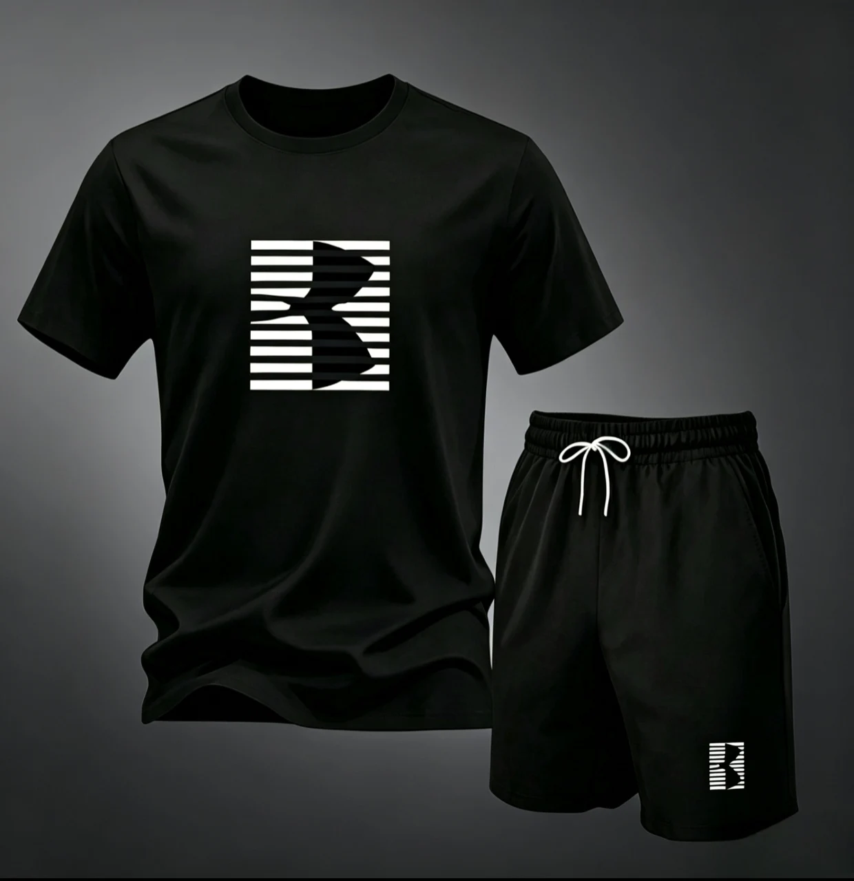 202Men's summer sports short sleeve set, two-piece set, men's summer quick-dry sports set, breathable mesh short sleeve T-shirt
