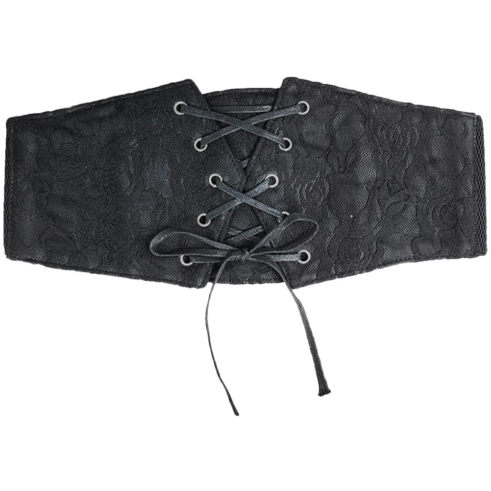 

Women'S Elastic Corset Belt Pu Wide Waist Belt Adjustable Lace-Up Design For Dresses Coats Parties Wedding