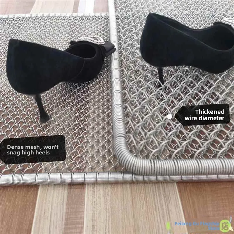 

Металлический придверный коврик из стальной проволоки с пружинным механизмом, грязезащитный, для помещений, противоскользящий, с принтом, из льняного материала