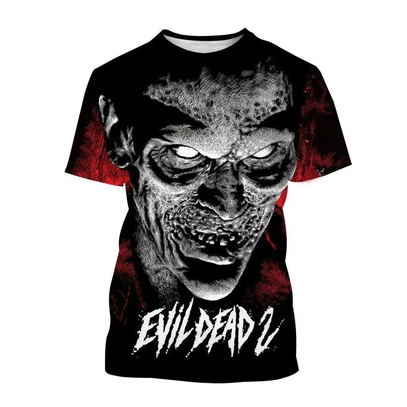 Horror Movie The Evil Dead 3D Print Men T-Shirt Summer Scary Hip-hop Streetwear Fashion Outdoor Breathable Unisex Short Sleeve