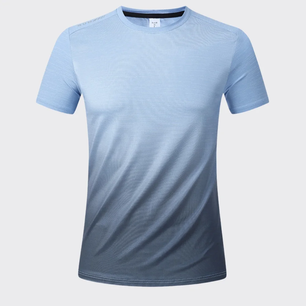 Men's Fitness Running T-Shirt Gym Sports Gradient Shirts Short Sleeve Summer Men Quick Dry Top Tee Breathable Workout Sweatshirt view 2