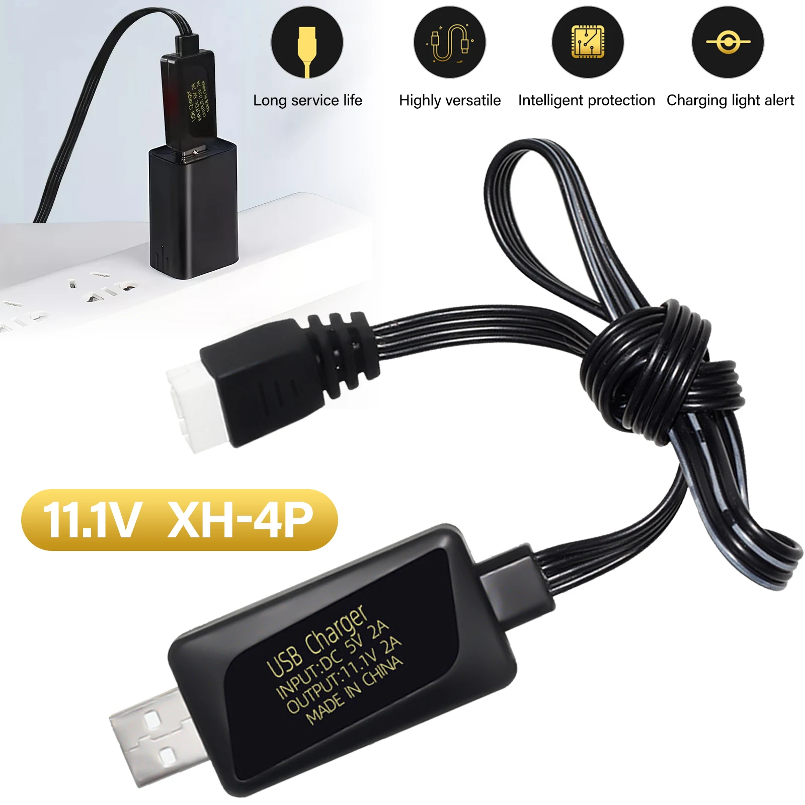 สายชาร์จเร็ว USB 2A 3S 11.1V สำหรับรถยนต์ RC โดรนรถยนต์โมเดลเรือ RC